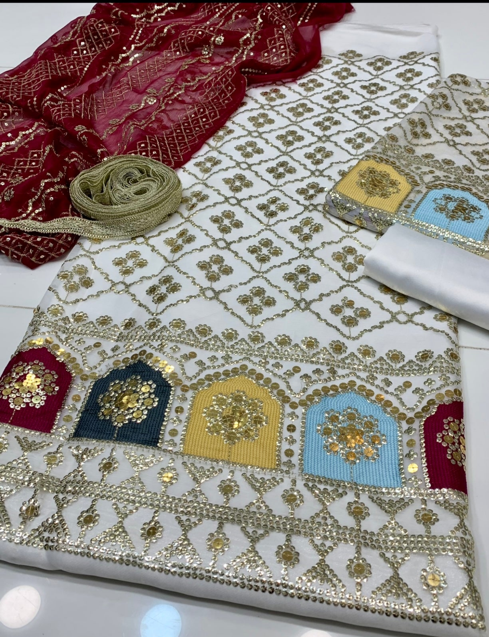 Katori Embroidered Crinkle Chiffon 3pc