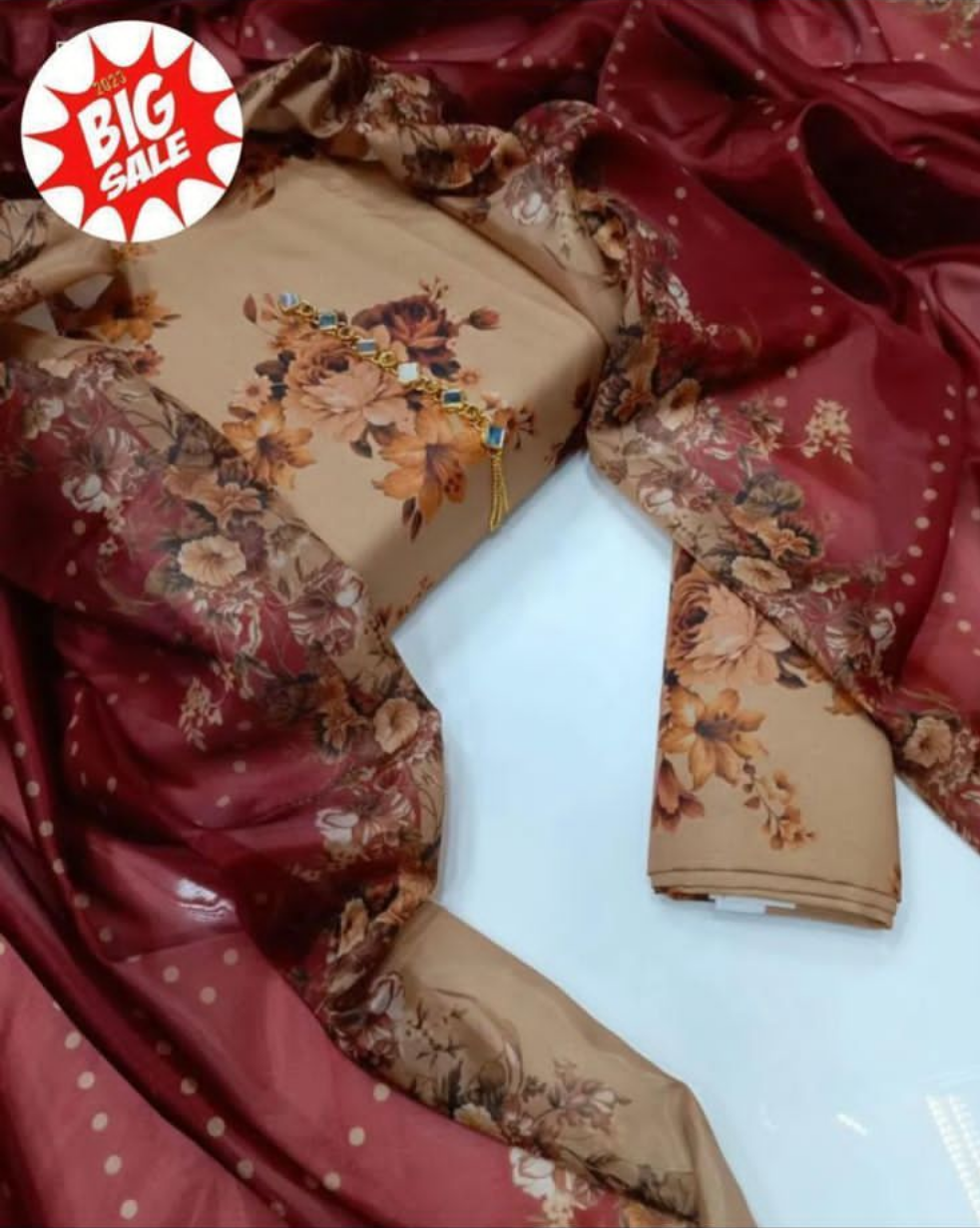 Digital Printed Swiss Lawn 3pc