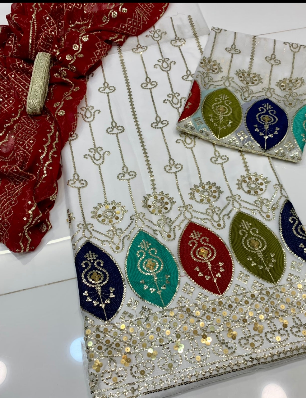 Katori Embroidered Crinkle Chiffon 3pc