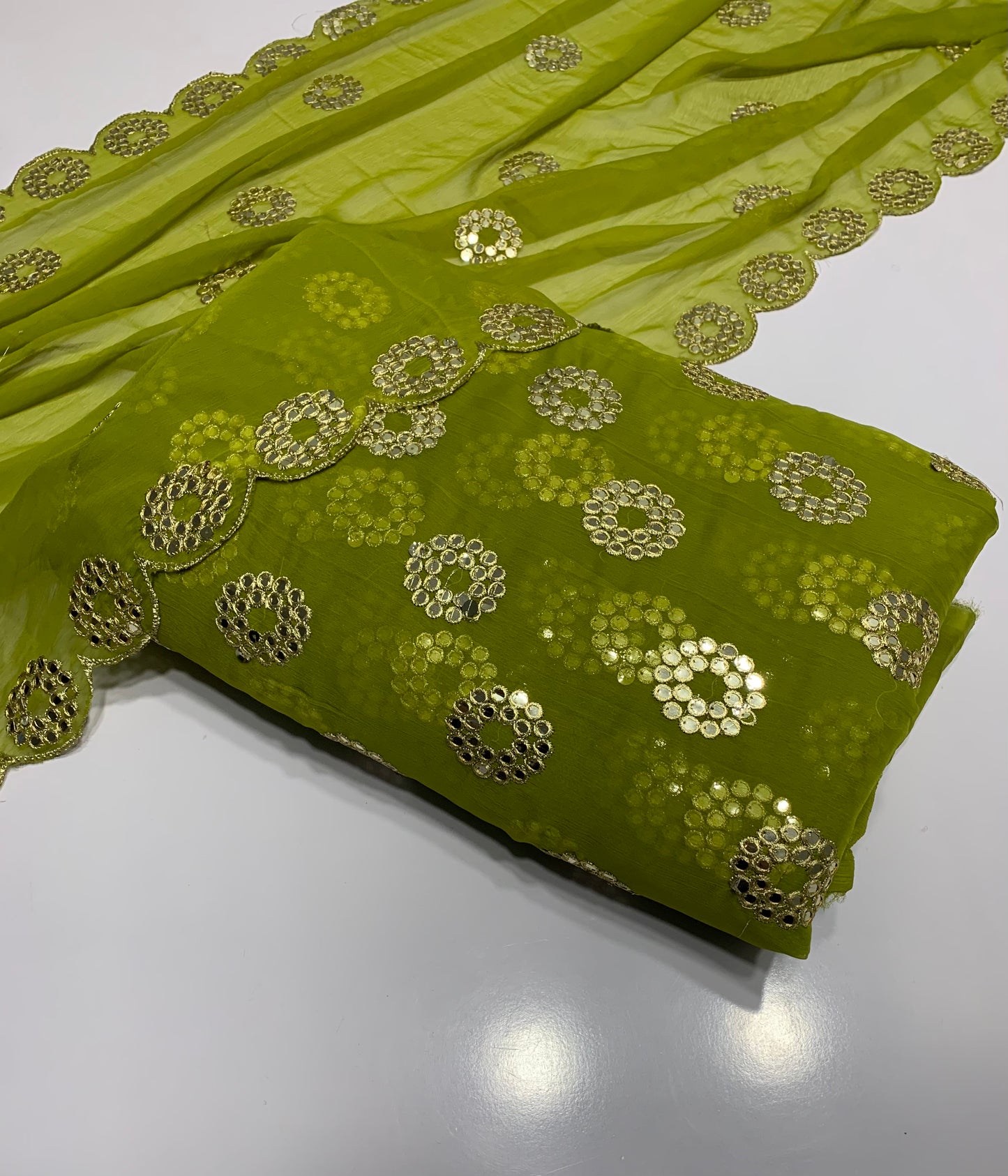 Embroidered Crinkle Chiffon 3pc with Cutwork Dupatta