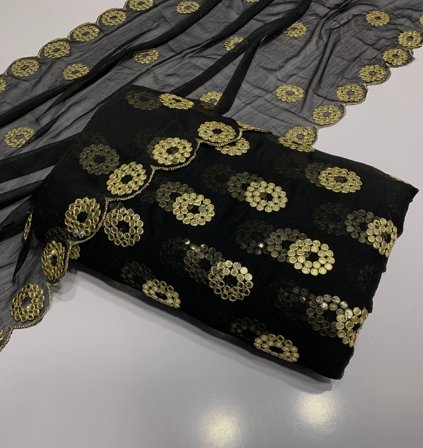 Embroidered Crinkle Chiffon 3pc with Cutwork Dupatta