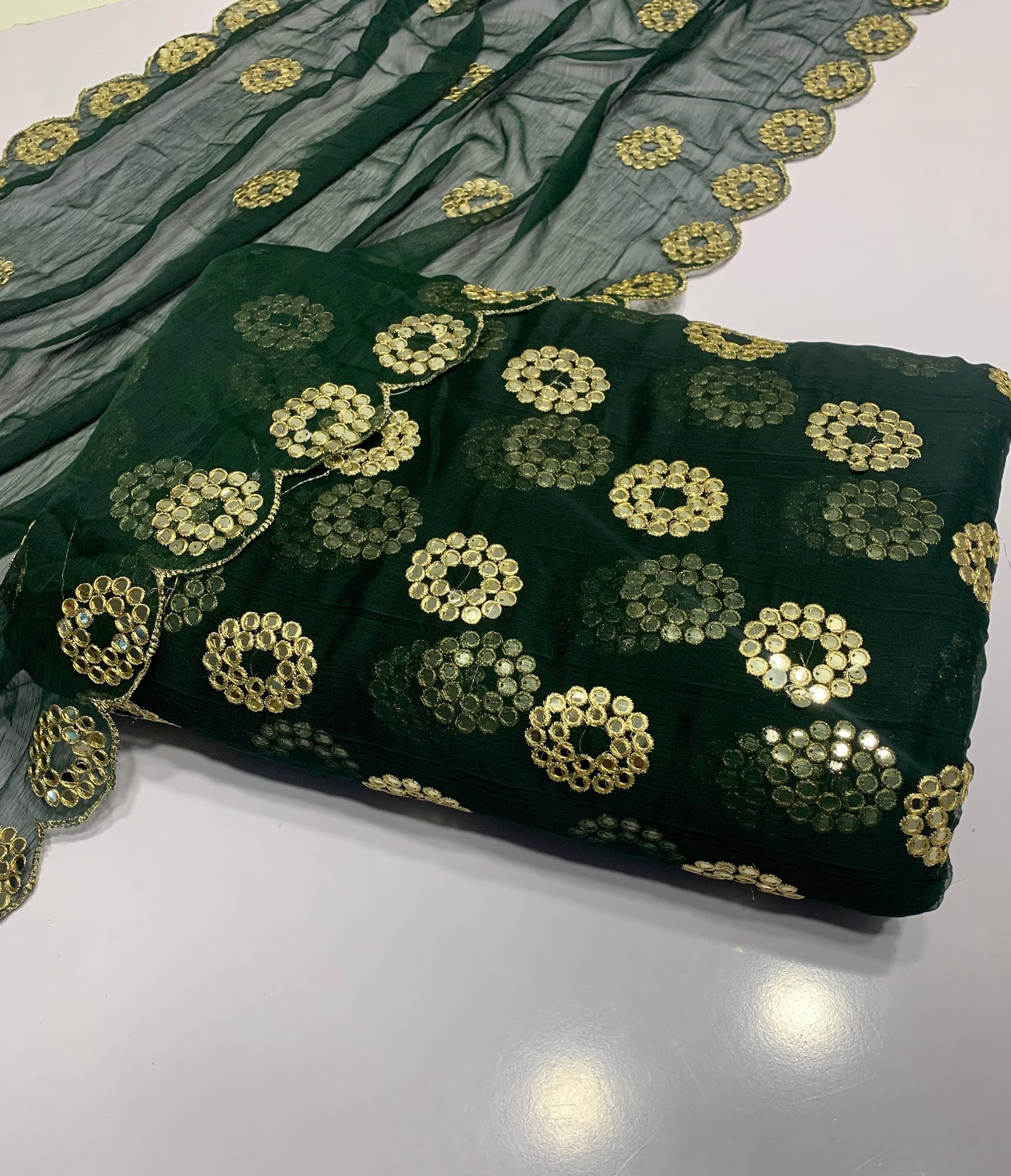 Embroidered Crinkle Chiffon 3pc with Cutwork Dupatta