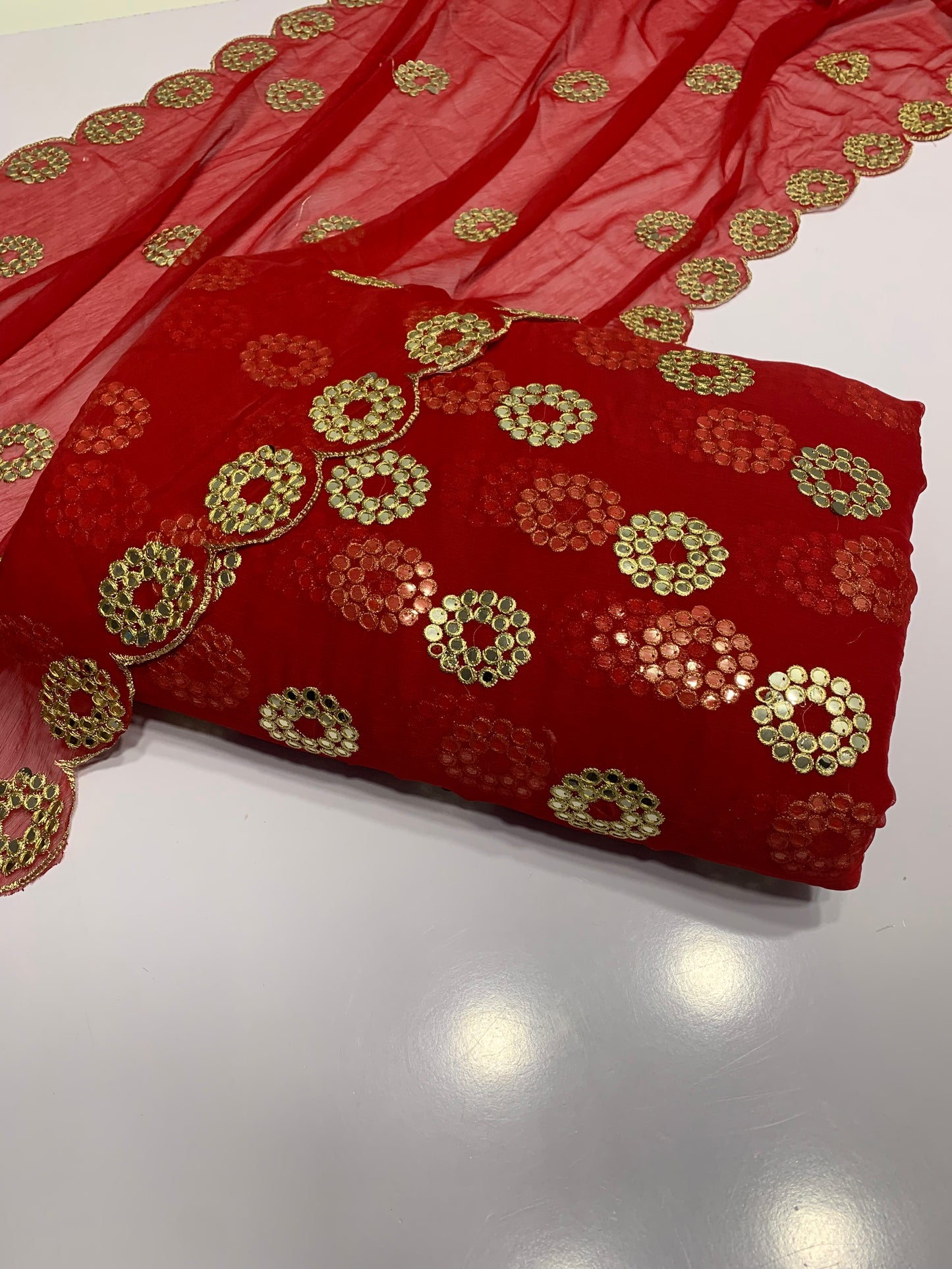 Embroidered Crinkle Chiffon 3pc with Cutwork Dupatta