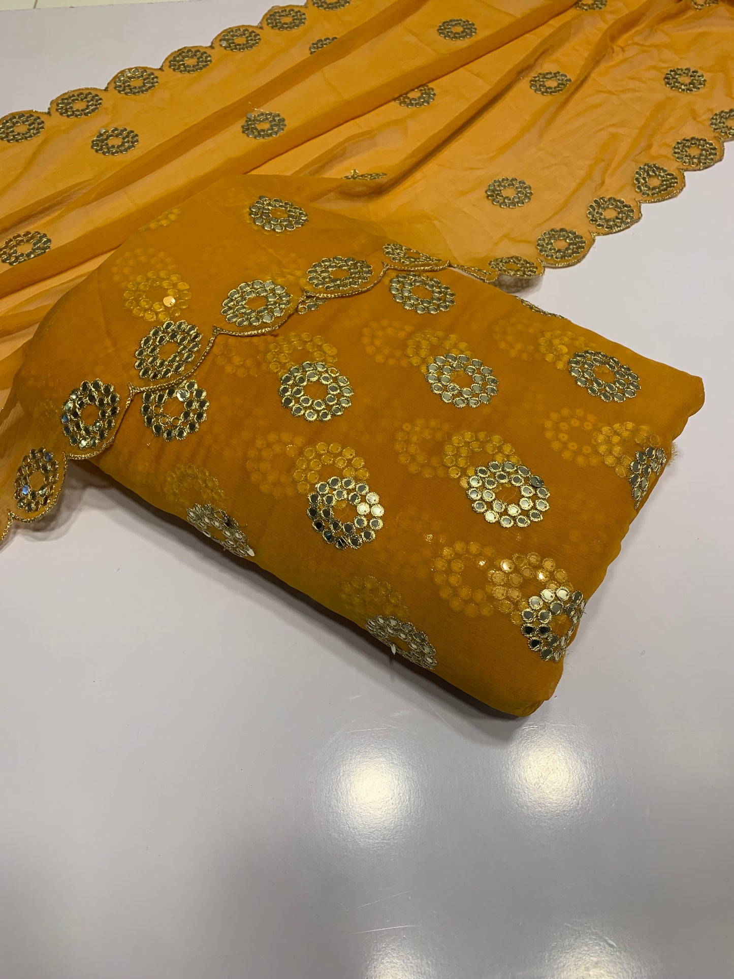 Embroidered Crinkle Chiffon 3pc with Cutwork Dupatta