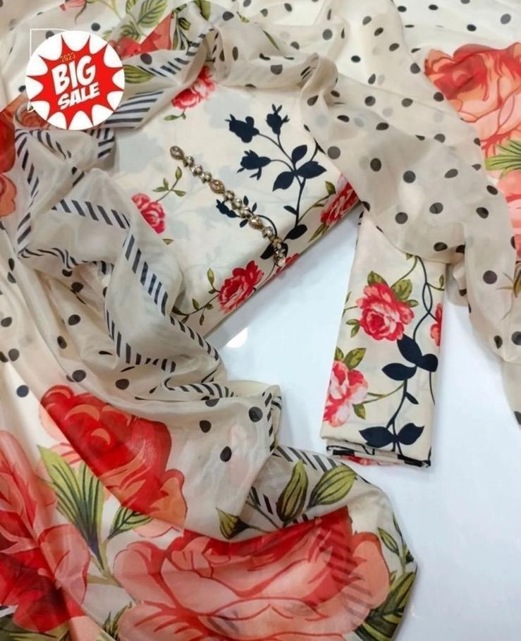 Digital Printed Swiss Lawn 3pc