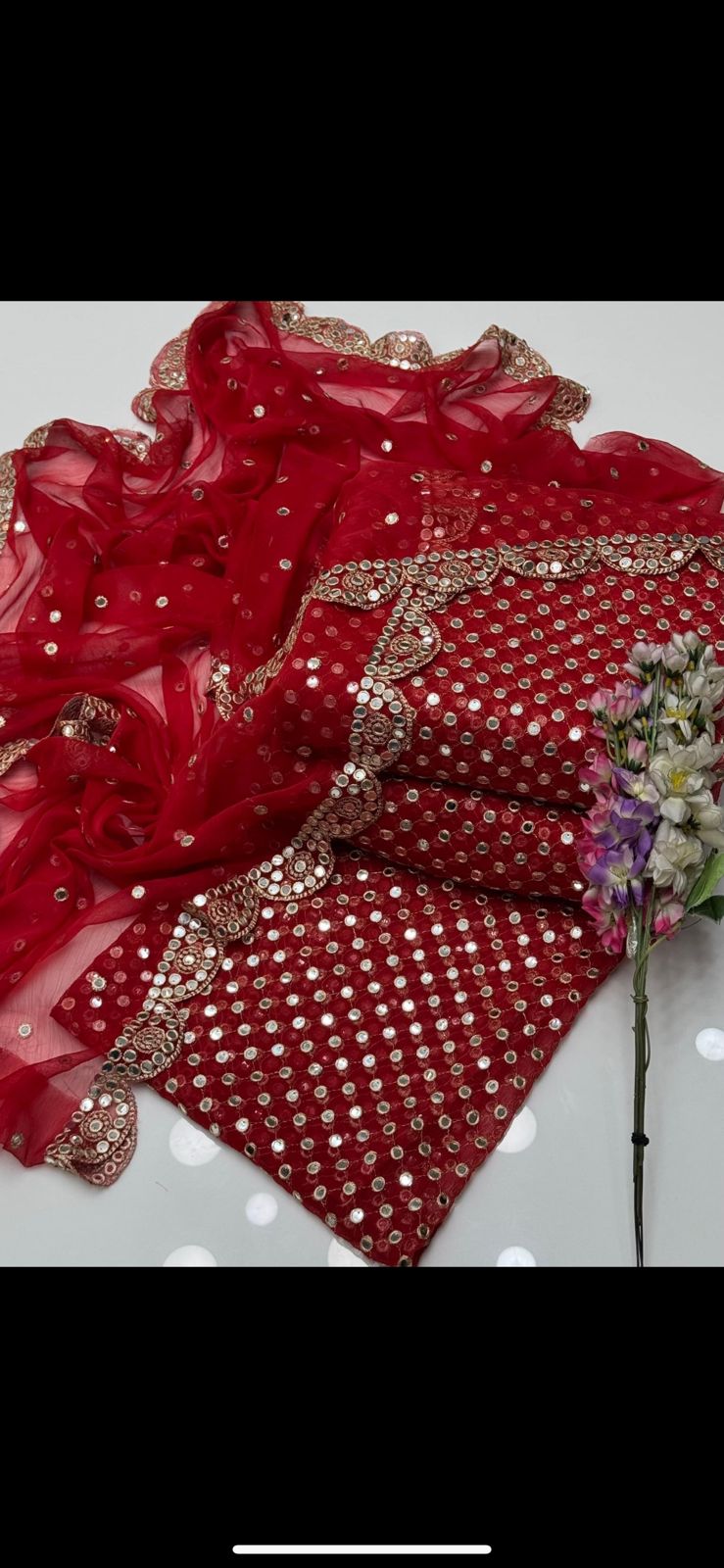 Embroidered Crinkle Chiffon 3pc