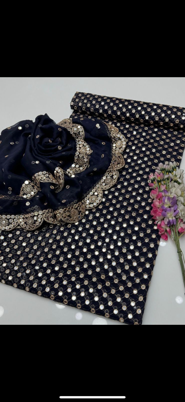 Embroidered Crinkle Chiffon 3pc