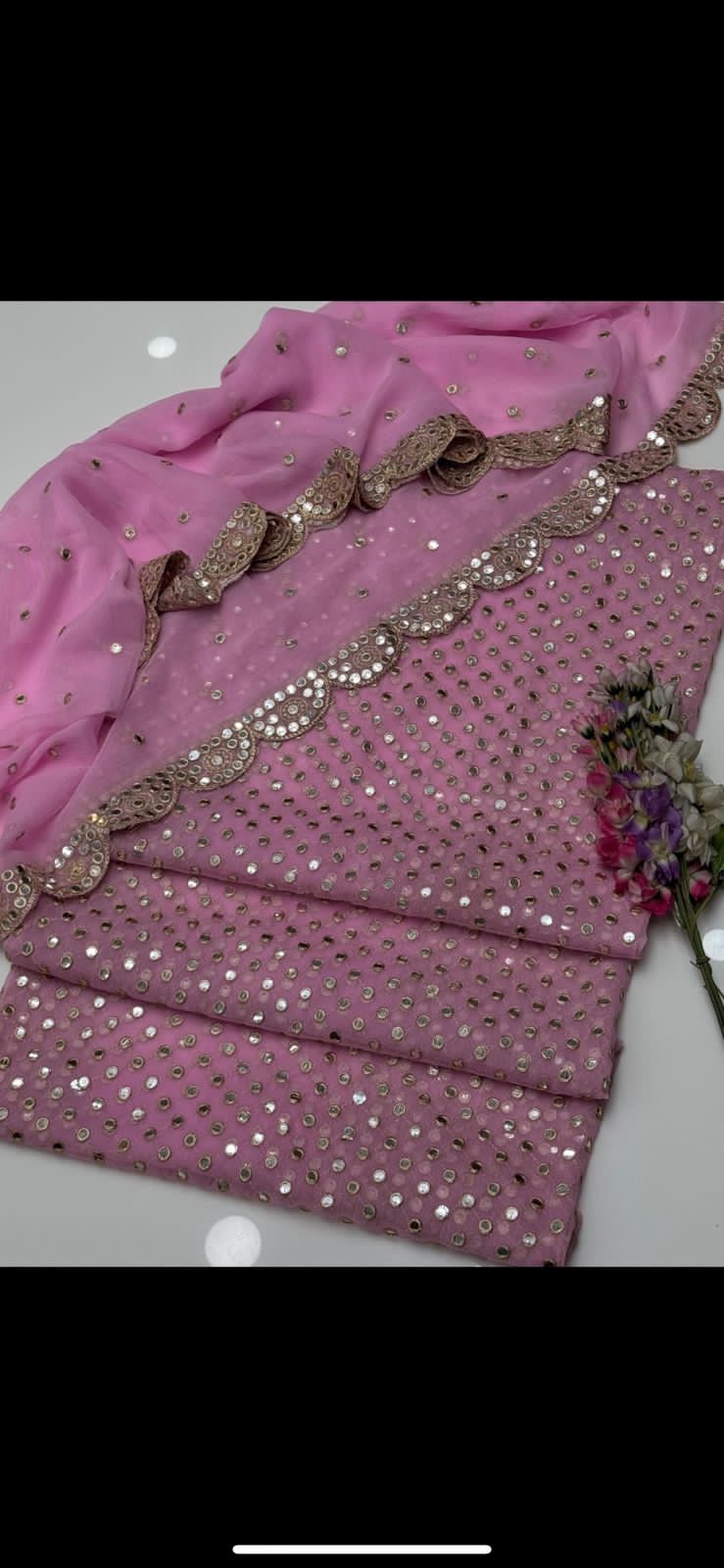 Embroidered Crinkle Chiffon 3pc