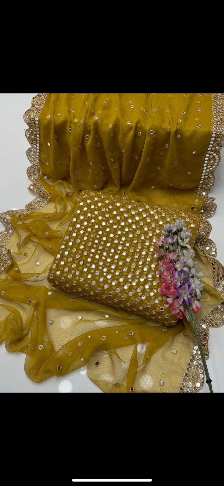 Embroidered Crinkle Chiffon 3pc