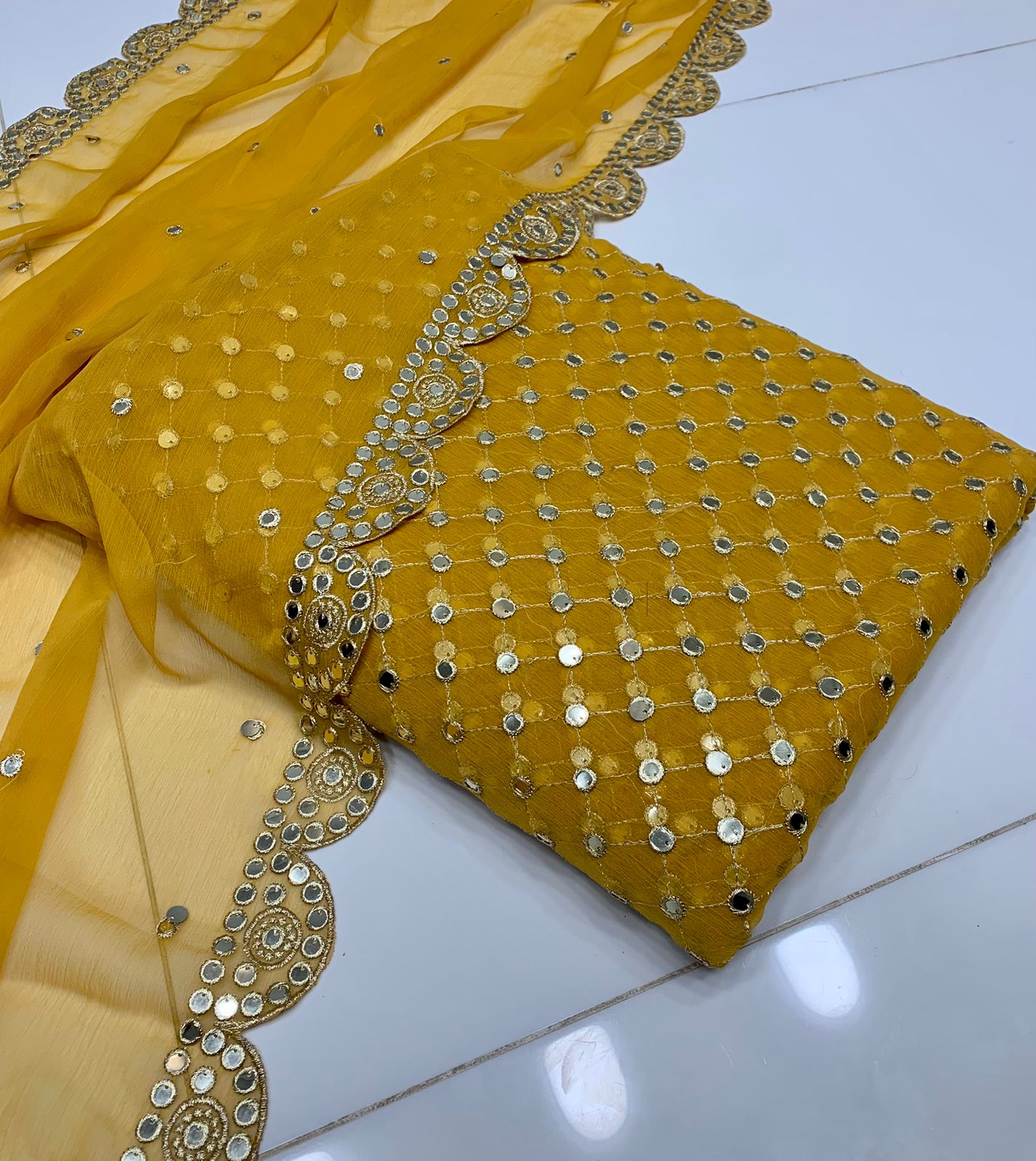 Embroidered Crinkle Chiffon 3pc