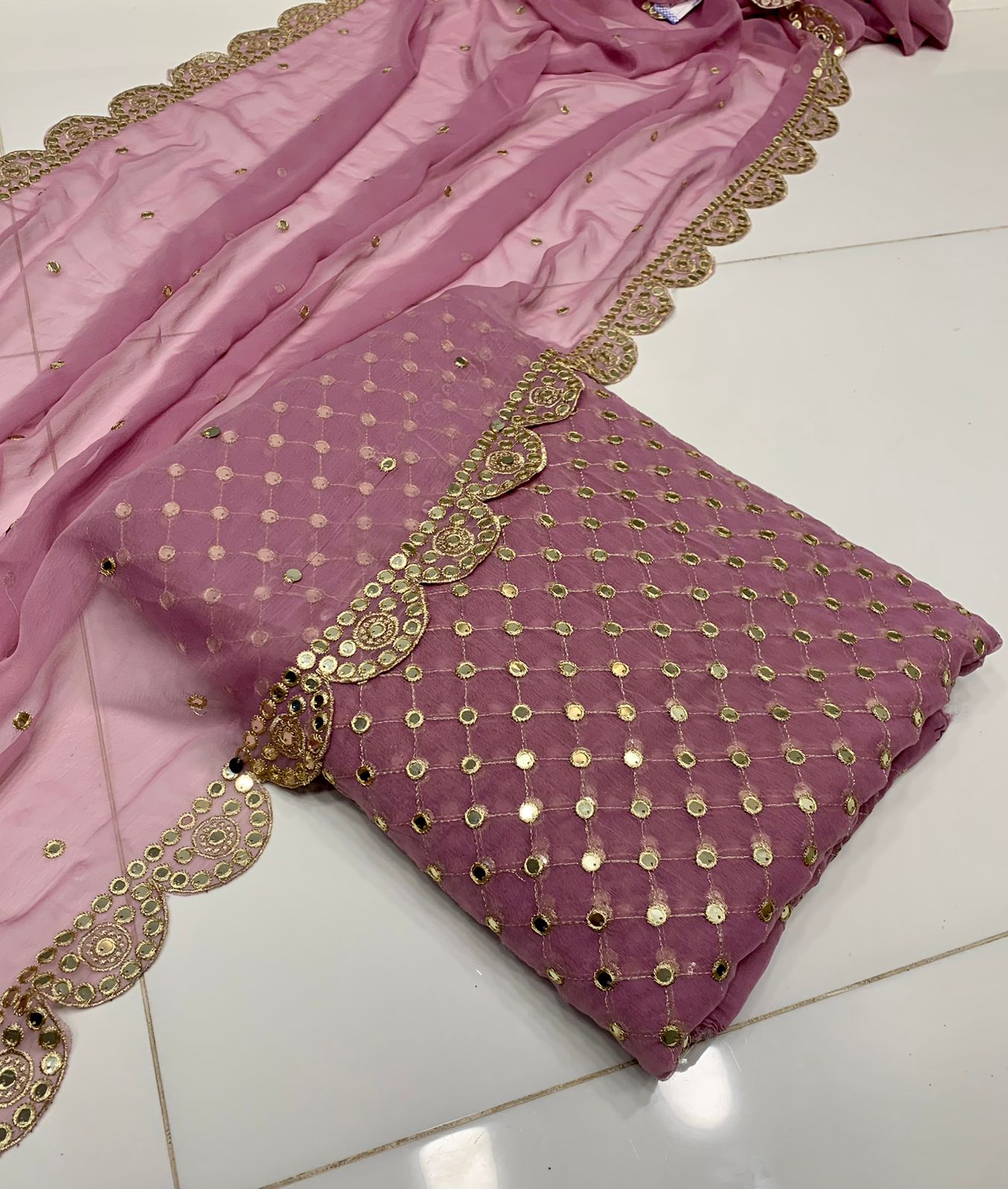 Embroidered Crinkle Chiffon 3pc