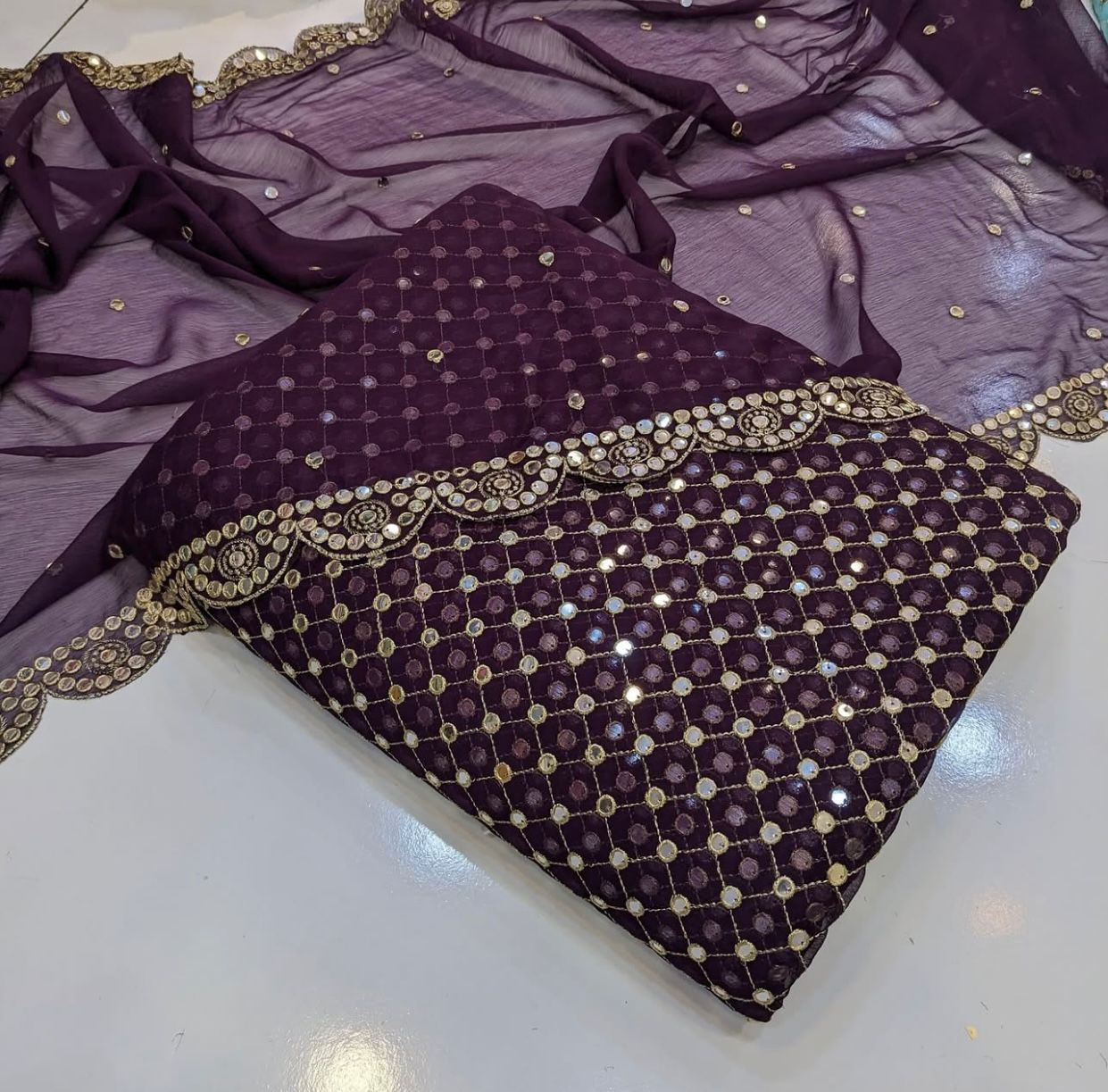 Embroidered Crinkle Chiffon 3pc