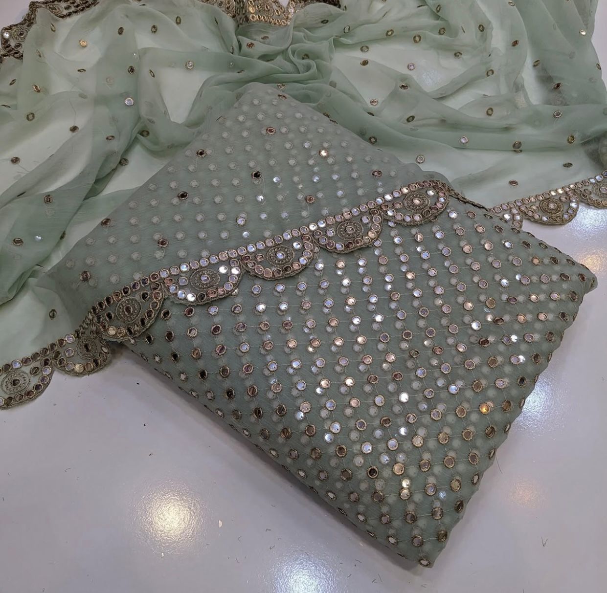 Embroidered Crinkle Chiffon 3pc