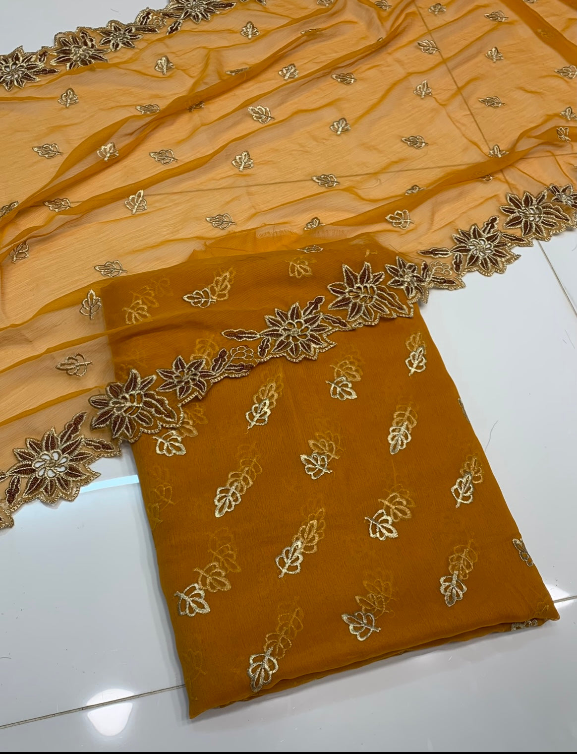 Embroidered Chiffon 3pc with Cutwork Dupatta