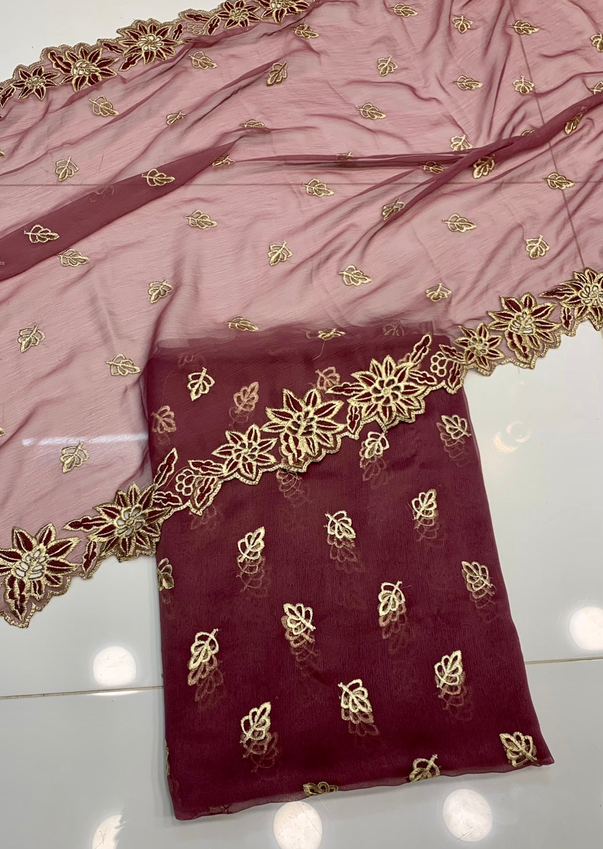 Embroidered Chiffon 3pc with Cutwork Dupatta