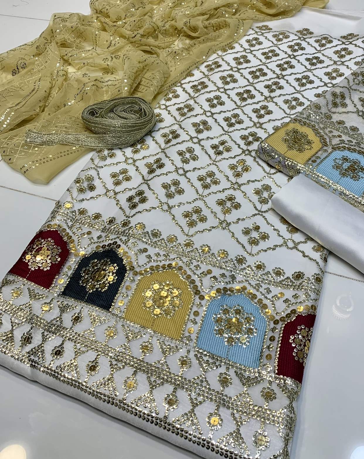 Katori Embroidered Crinkle Chiffon 3pc