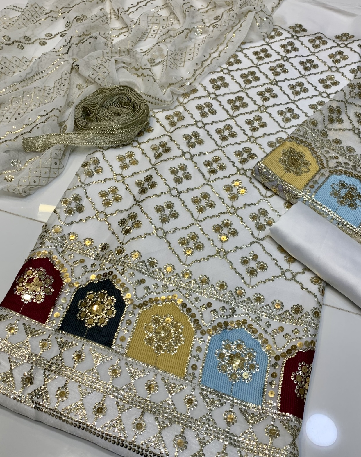 Katori Embroidered Crinkle Chiffon 3pc