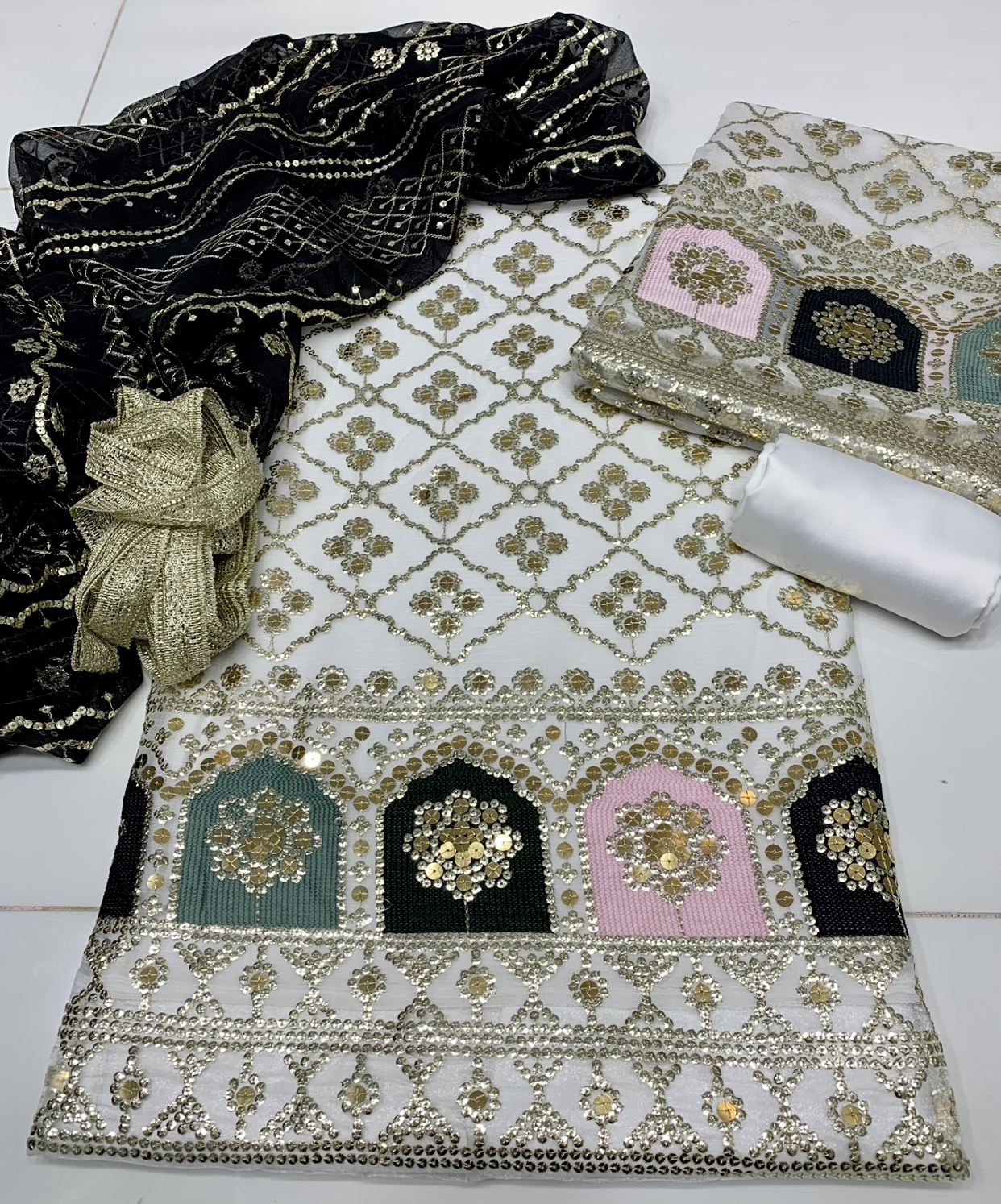 Katori Embroidered Crinkle Chiffon 3pc