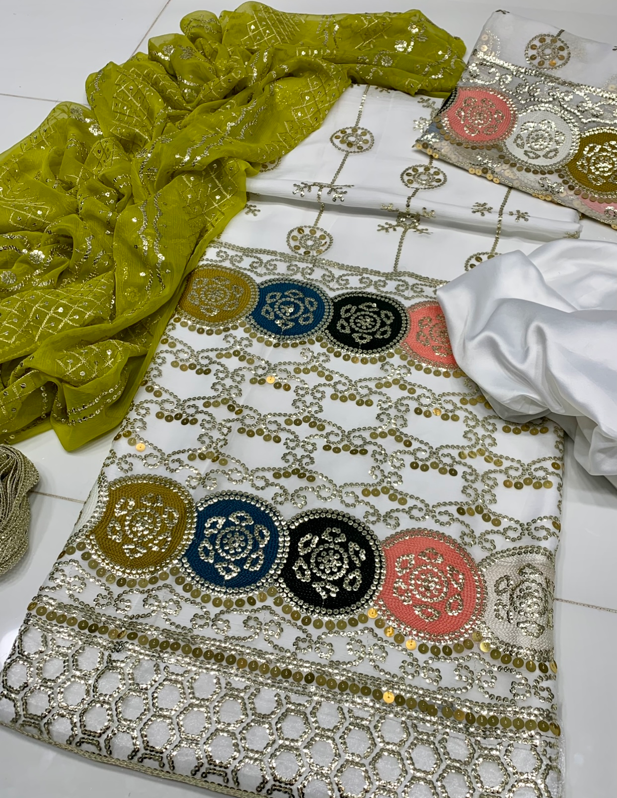 Katori Embroidered Crinkle Chiffon 3pc