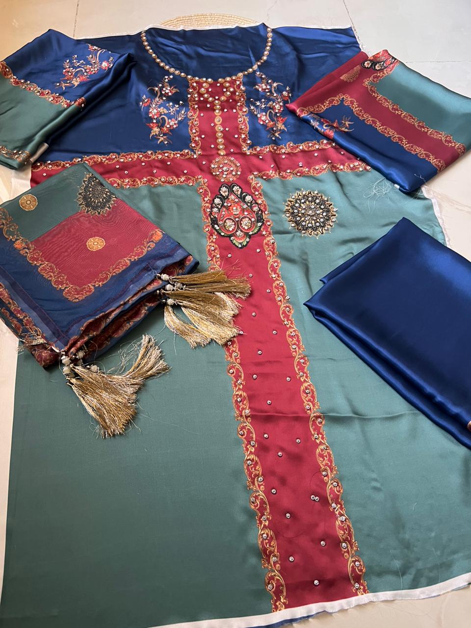 Handwork Digital Printed Silk 3pc