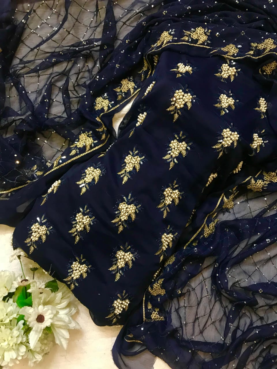 Embroidered Chiffon 3pc Dress