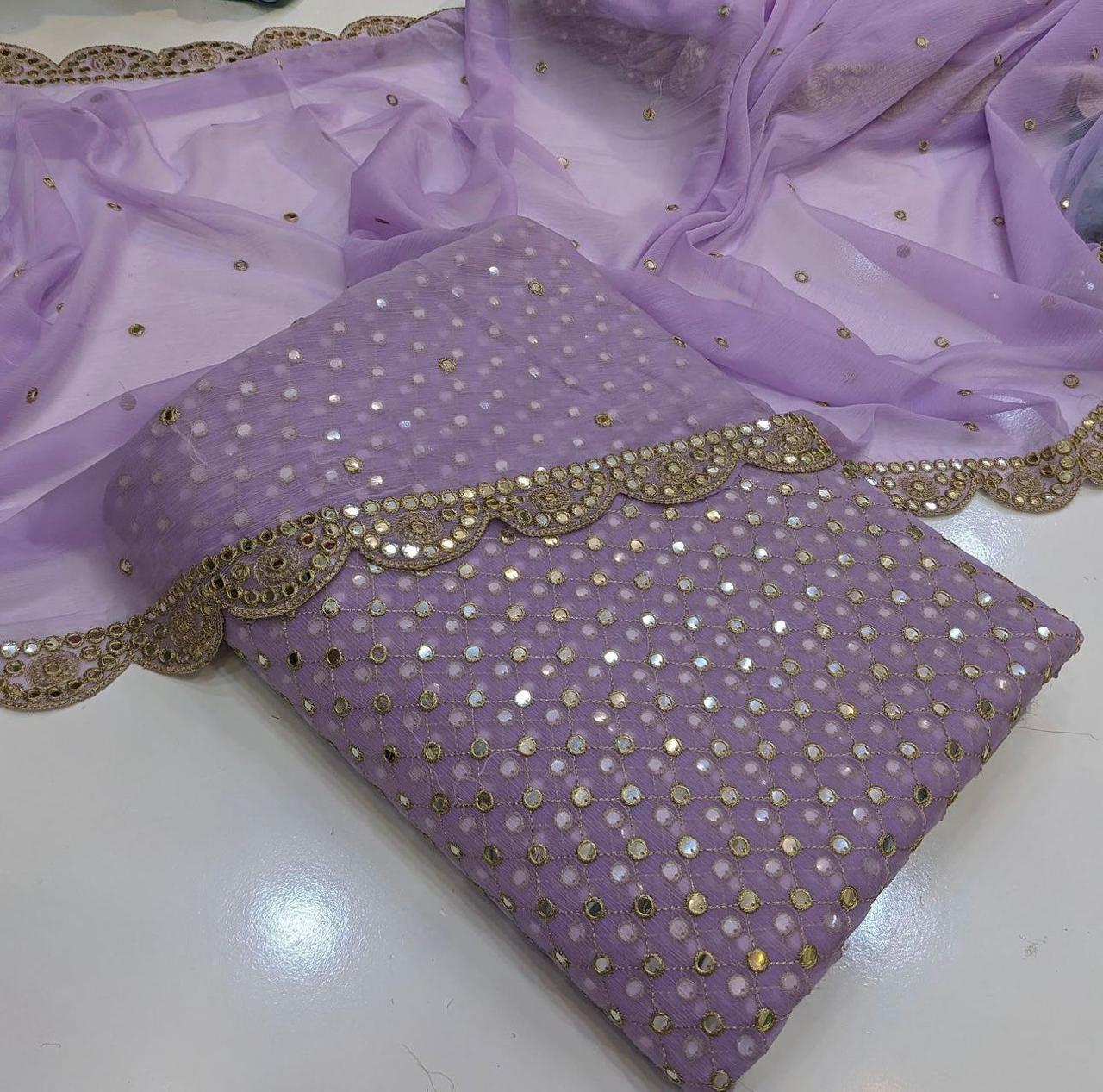 Embroidered Crinkle Chiffon 3pc