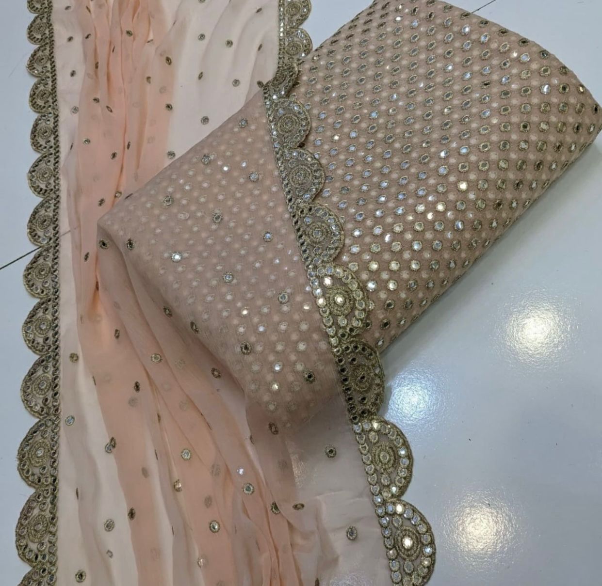 Embroidered Crinkle Chiffon 3pc