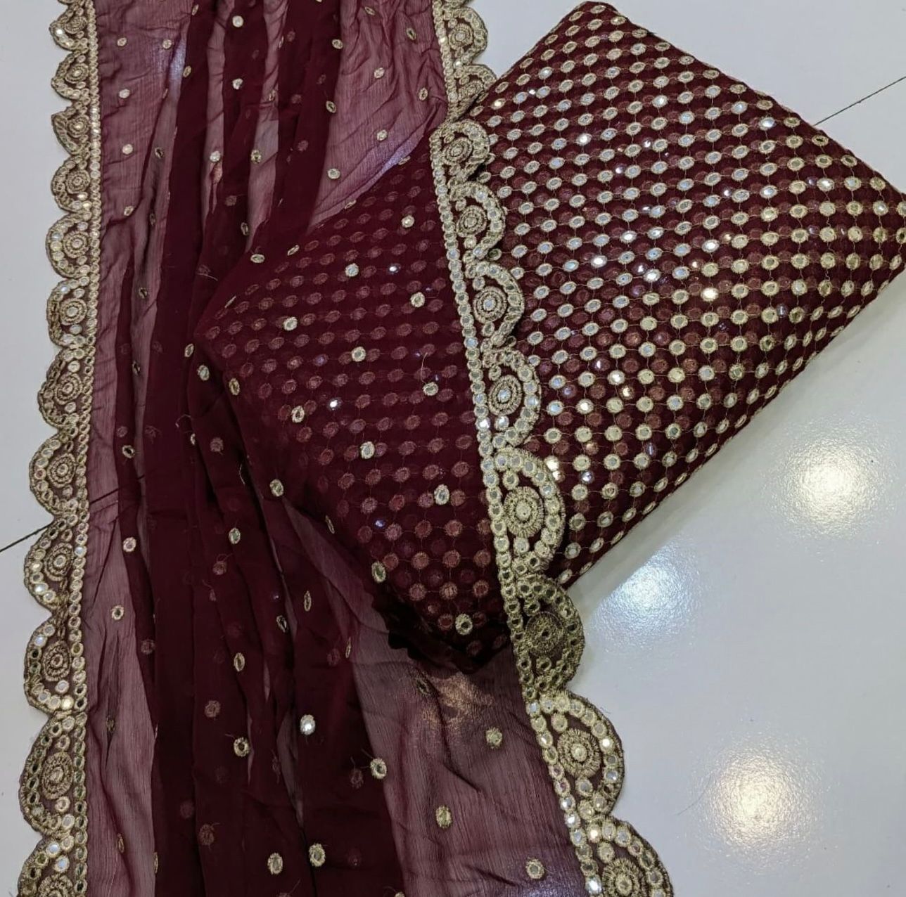 Embroidered Crinkle Chiffon 3pc