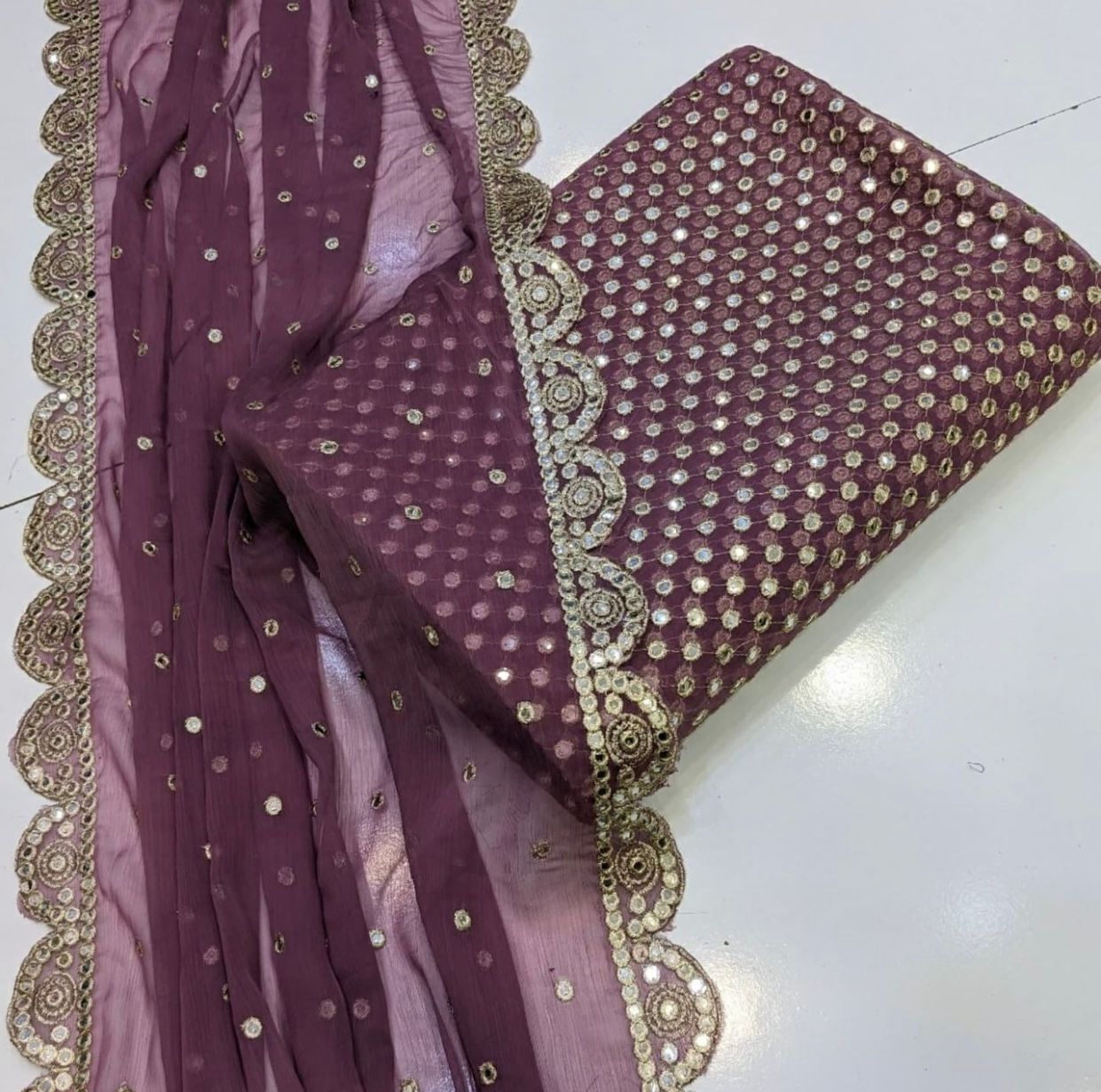 Embroidered Crinkle Chiffon 3pc