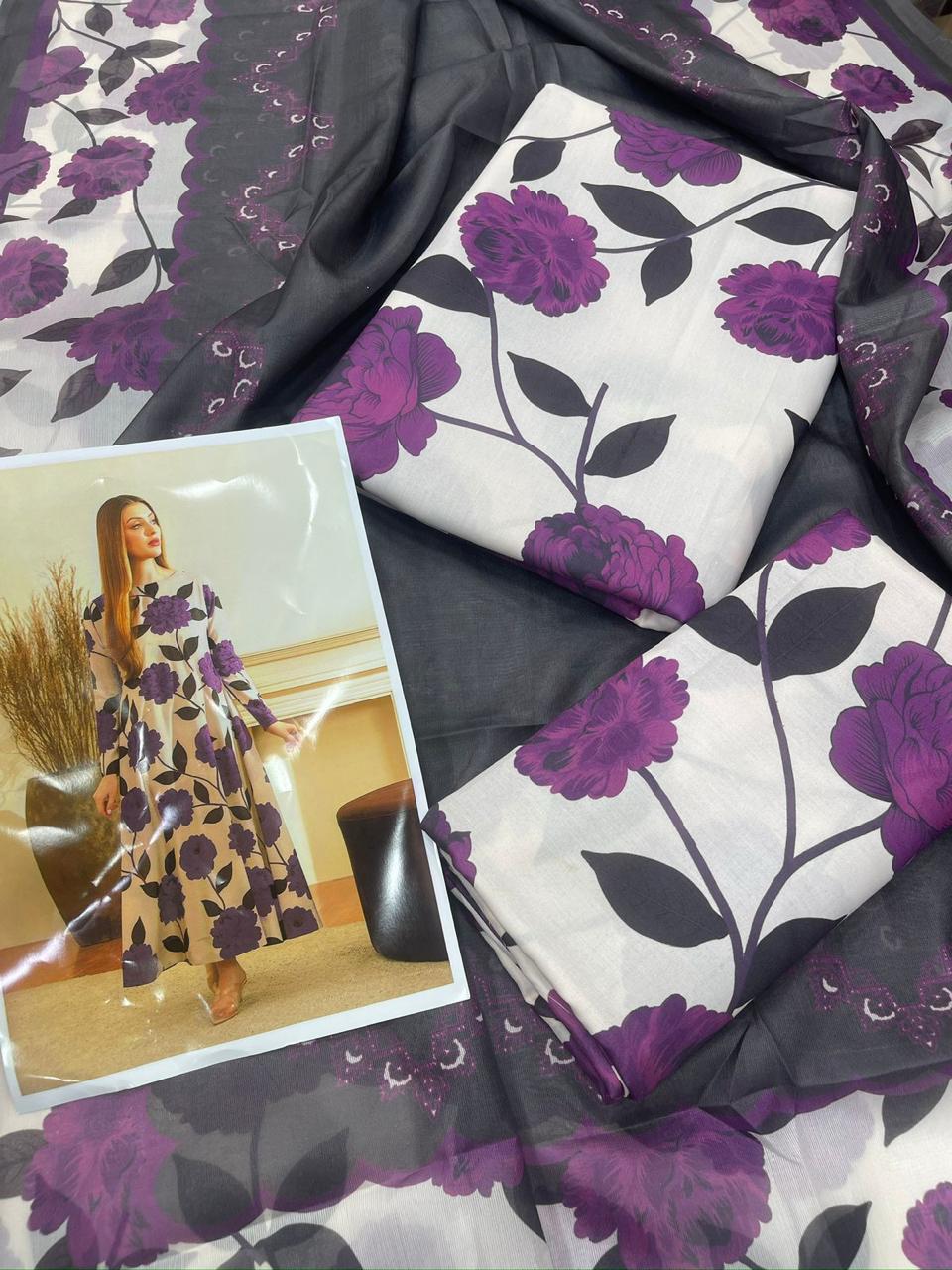 Digital Printed Swiss Lawn 3pc