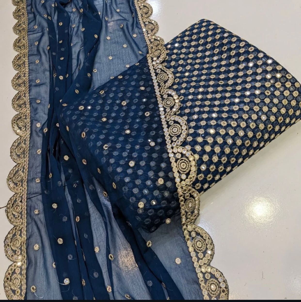 Embroidered Crinkle Chiffon 3pc