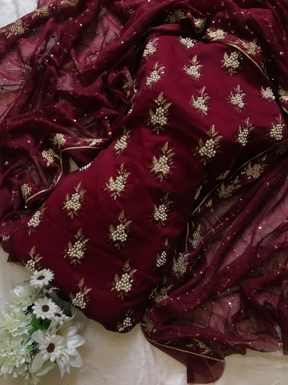 Embroidered Chiffon 3pc Dress