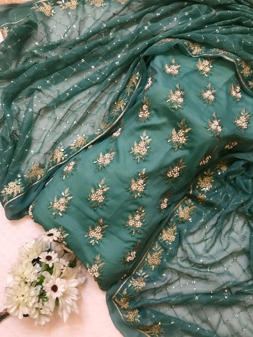 Embroidered Chiffon 3pc Dress