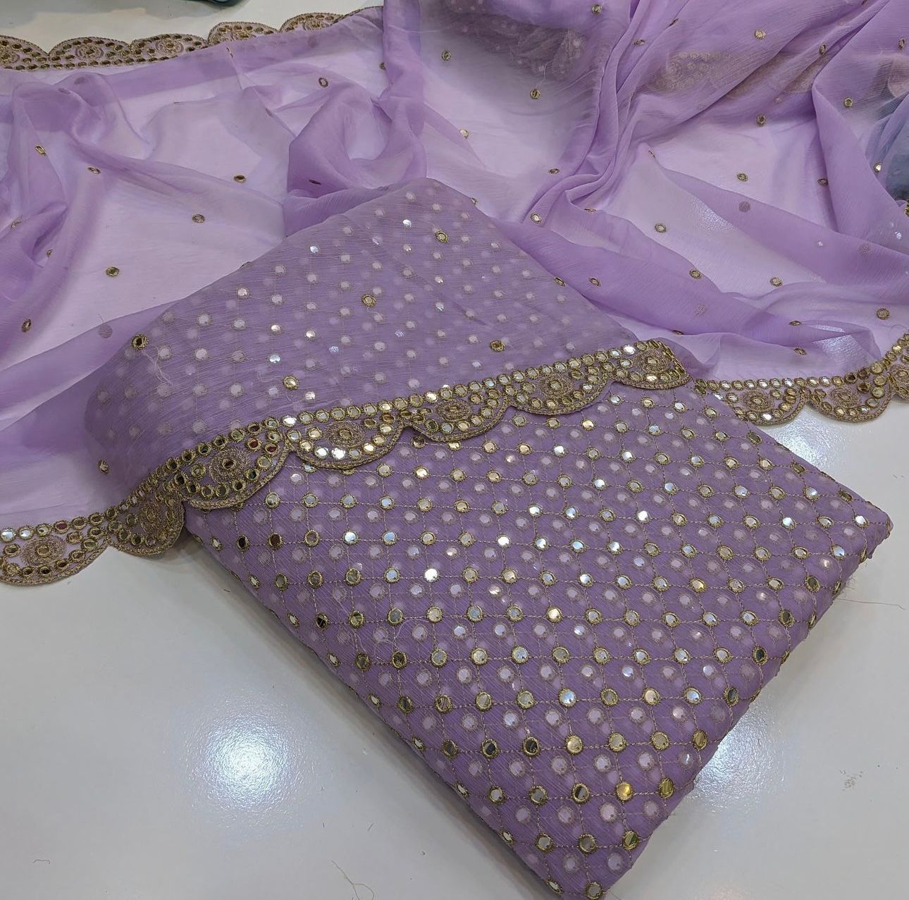 Embroidered Crinkle Chiffon 3pc