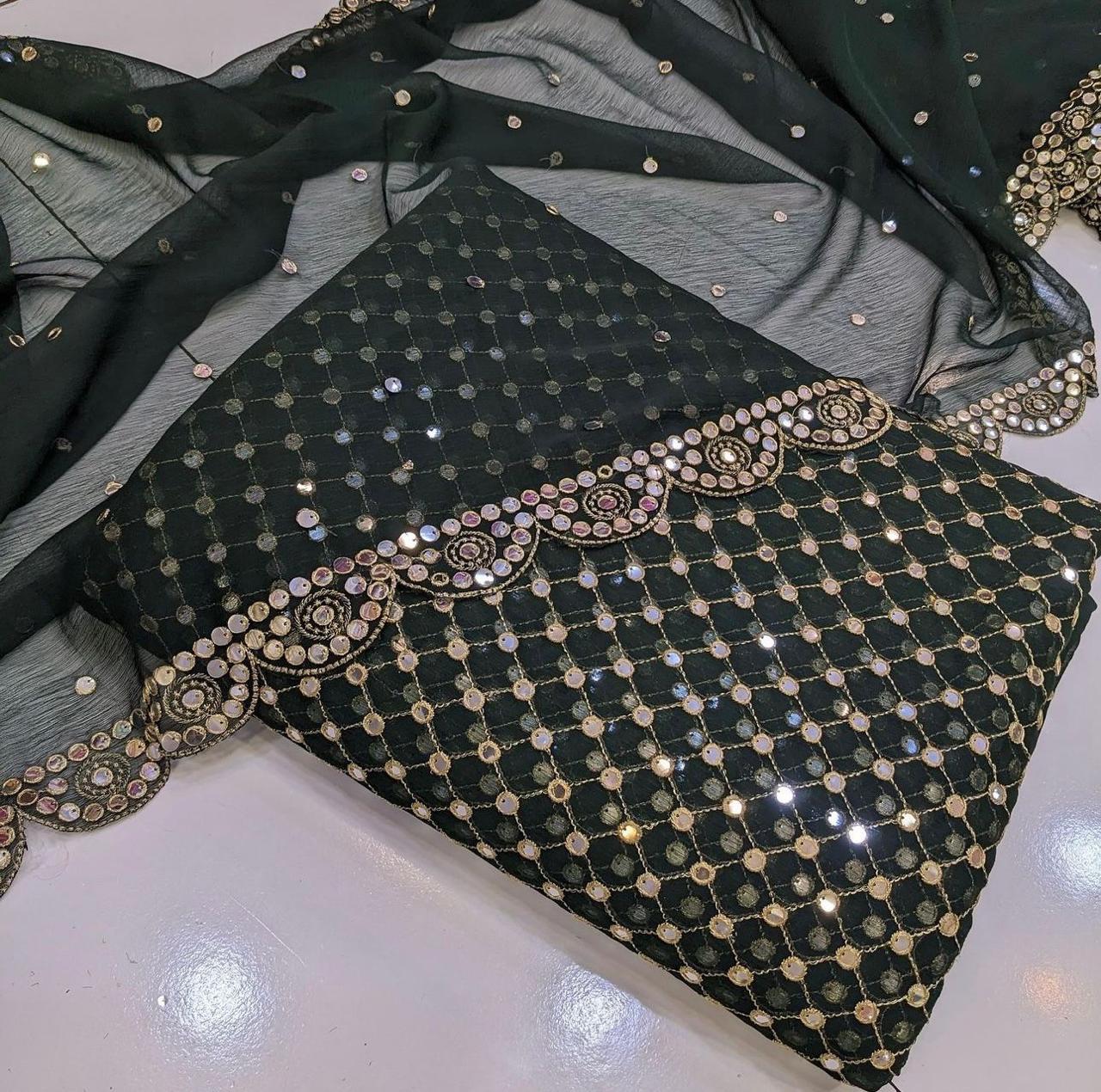 Embroidered Crinkle Chiffon 3pc