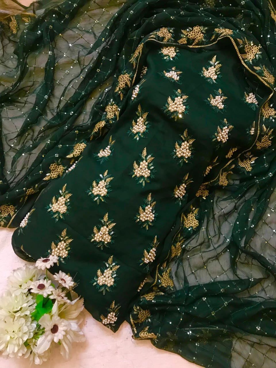 Embroidered Chiffon 3pc Dress