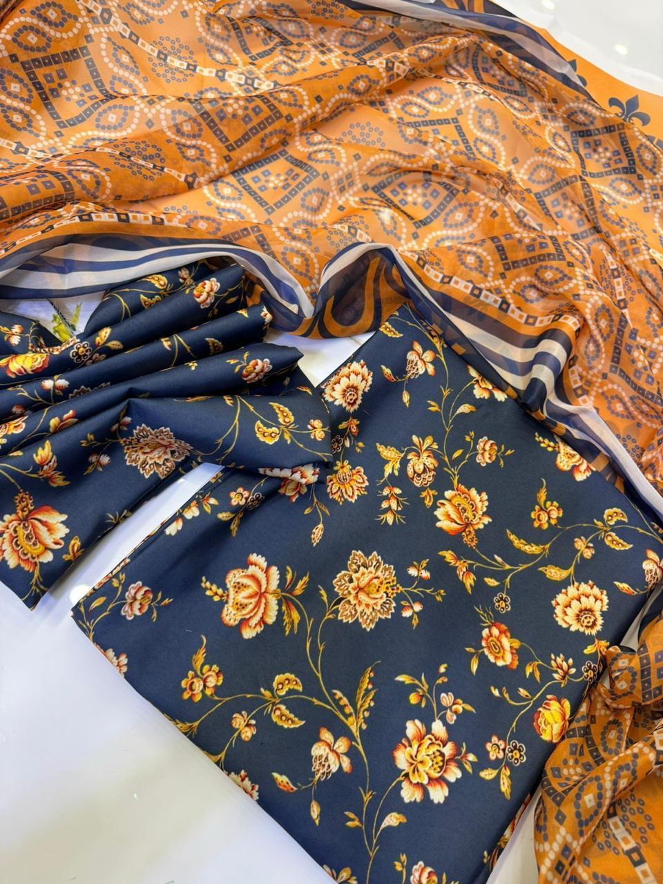 Digital Printed Swiss Lawn 3pc