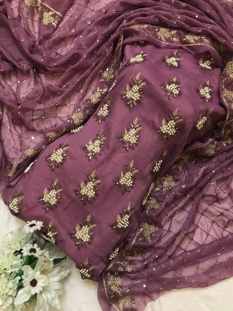 Embroidered Chiffon 3pc Dress