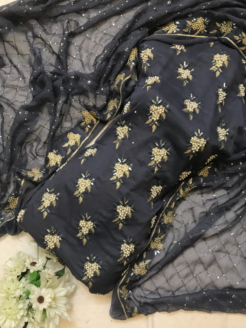 Embroidered Chiffon 3pc Dress