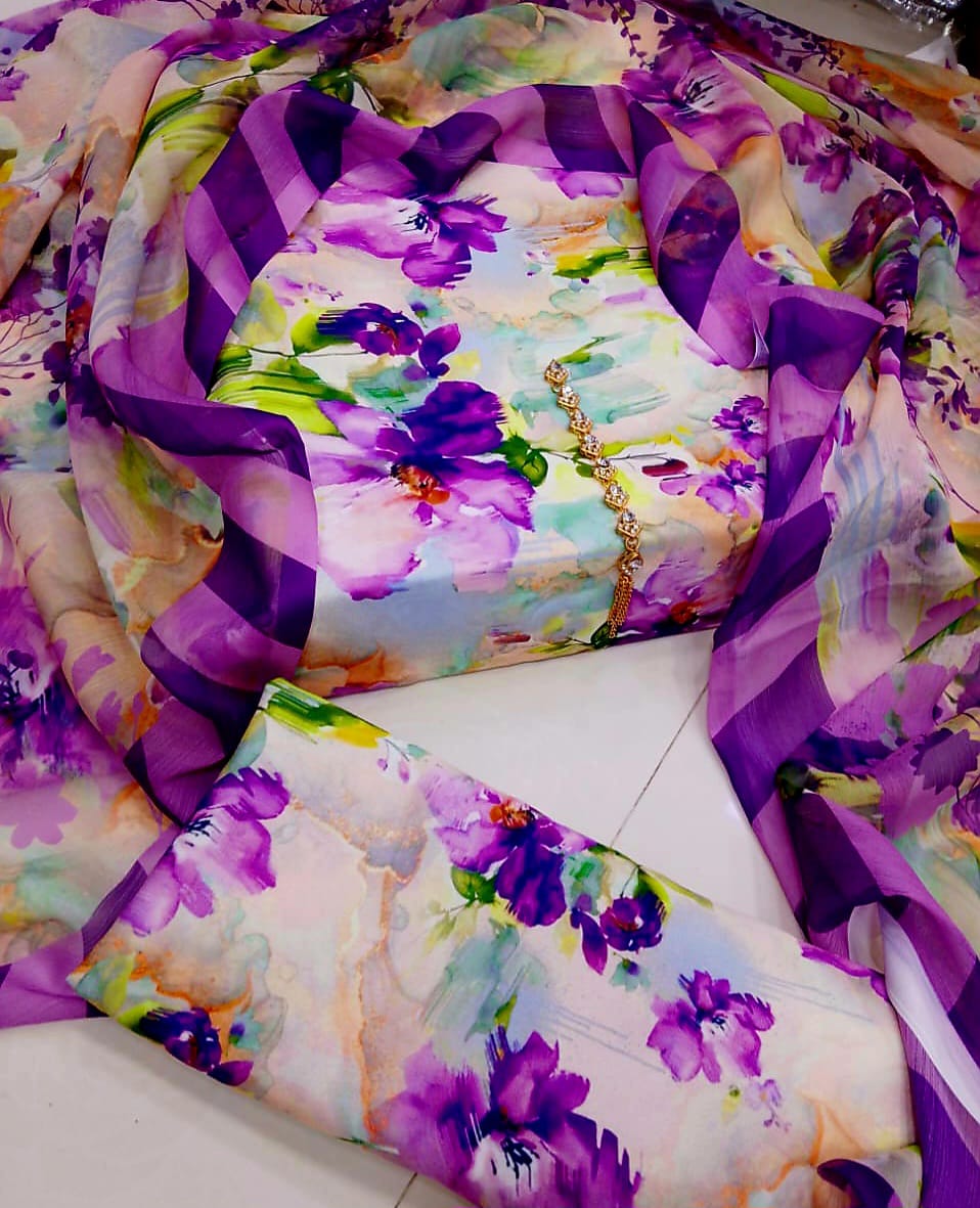 Digital Printed Swiss Lawn 3pc