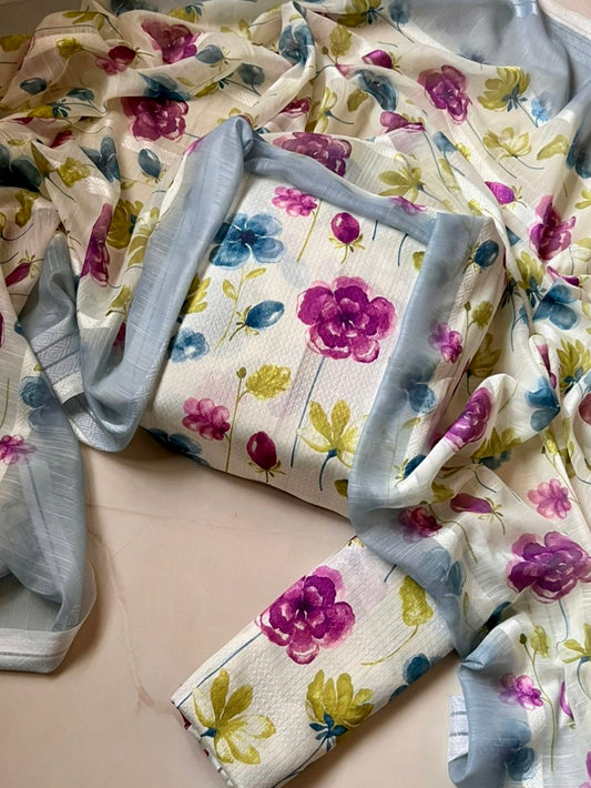 Digital Printed Bana Dora Jacquard Lawn 3pc