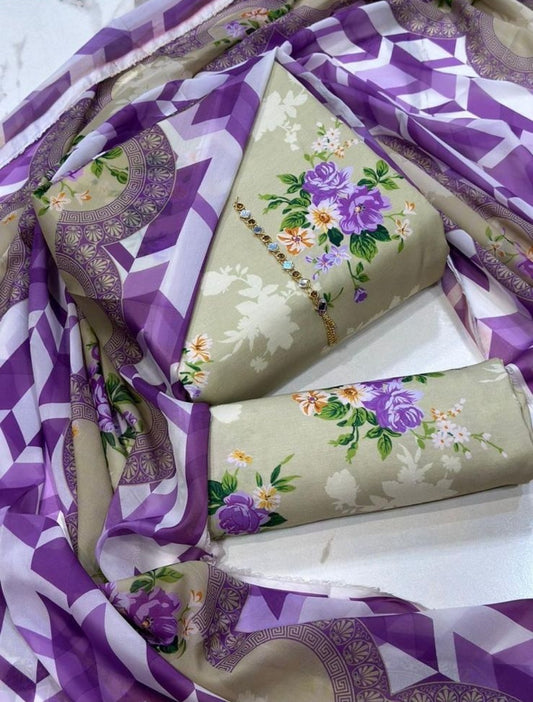 Digital Printed Swiss Lawn 3pc