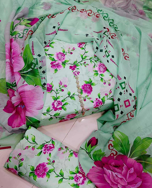 Digital Printed Swiss Lawn 3pc
