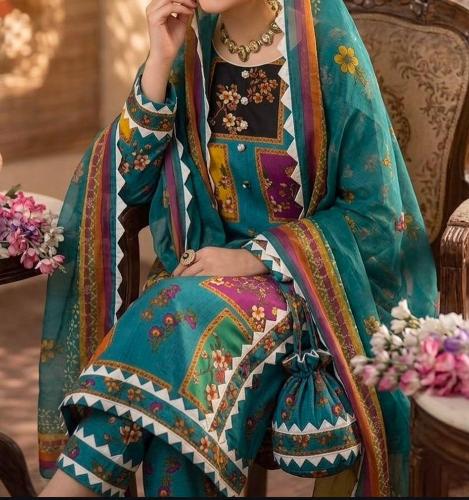 Digital Printed Swiss Lawn 3pc