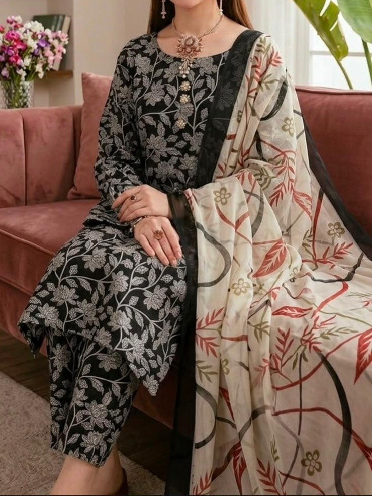 Digital Printed Swiss Lawn 3pc