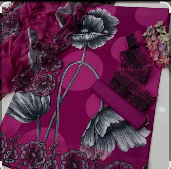 Digital Printed Swiss Lawn 3pc