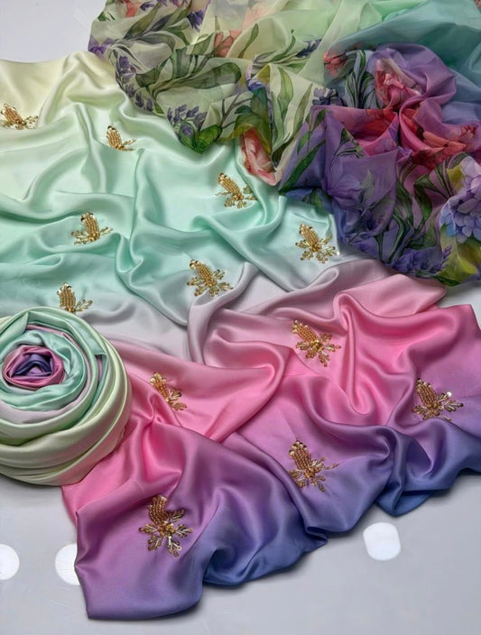 Handwork Digital Printed Silk 3pc
