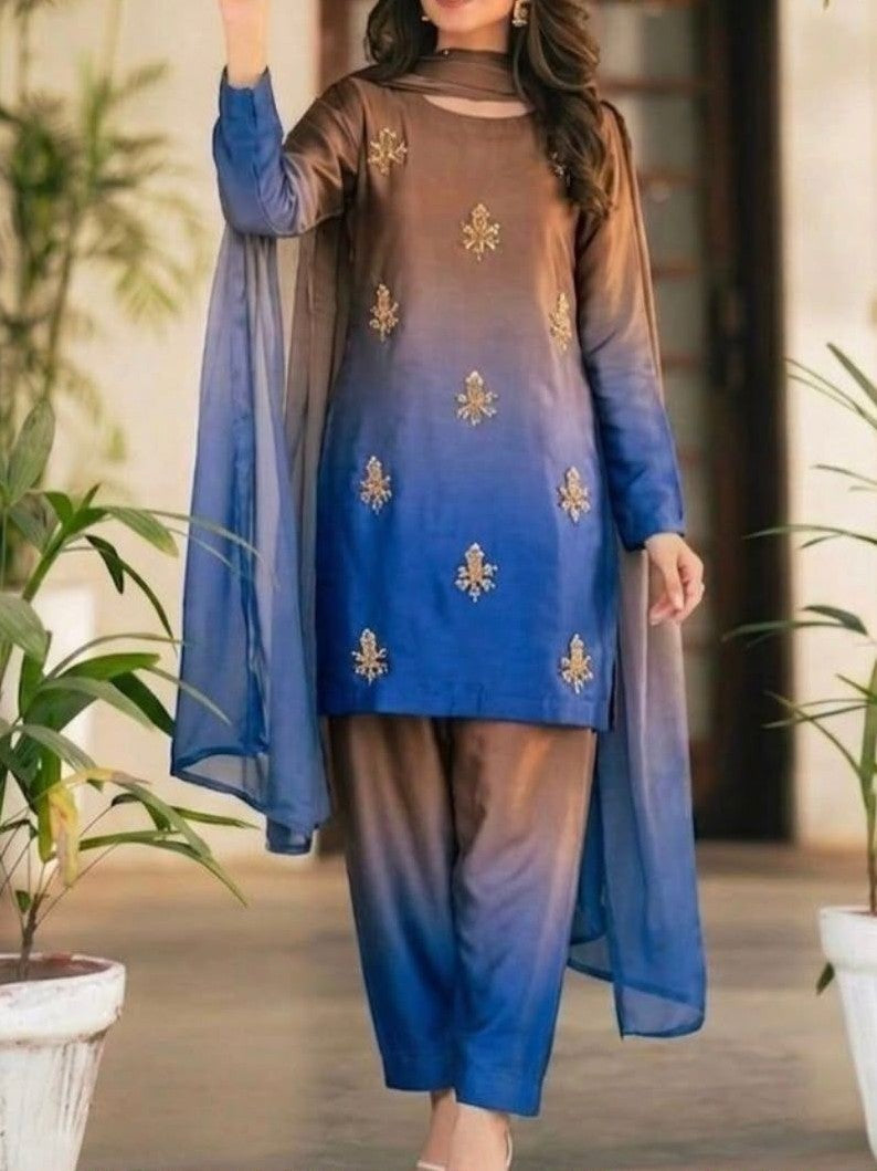 Handwork Digital Printed Silk 3pc
