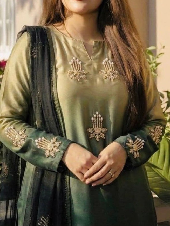 Handwork Digital Printed Silk 3pc