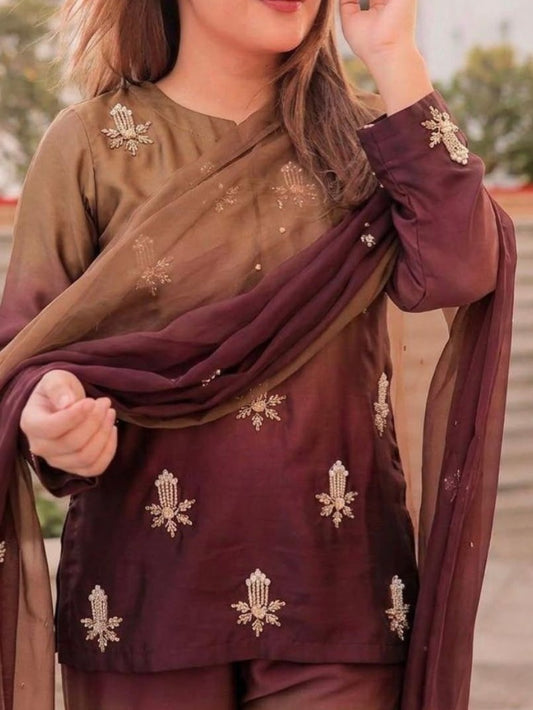 Handwork Digital Printed Silk 3pc